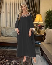 Middle East Tassels Dress Abaya Luxury Kaftan Muslim Women Dubai Evening Gown
