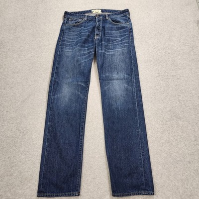 Levis Made & Crafted Ruler Straight Jeans Mens 34x34 Denim Blue Whiskers US Made