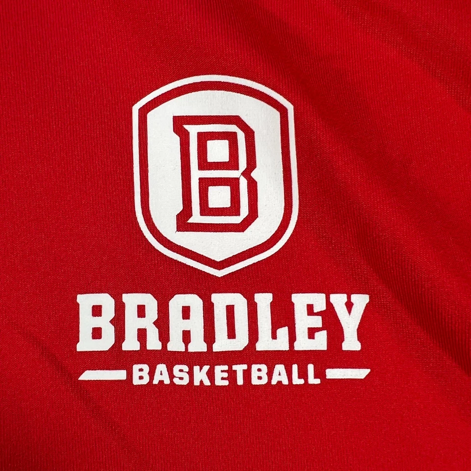 Bradley Braves Polo Shirt Mens Medium Red Basketball Short Sleeve Under Armour - Image 3 of 4