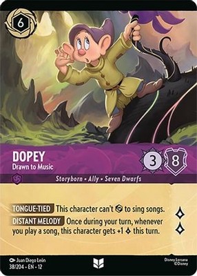 Dopey - Drawn to Music (Foil) 38/204 Uncommon Wilds Unknown Lorcana Cold Foil NM