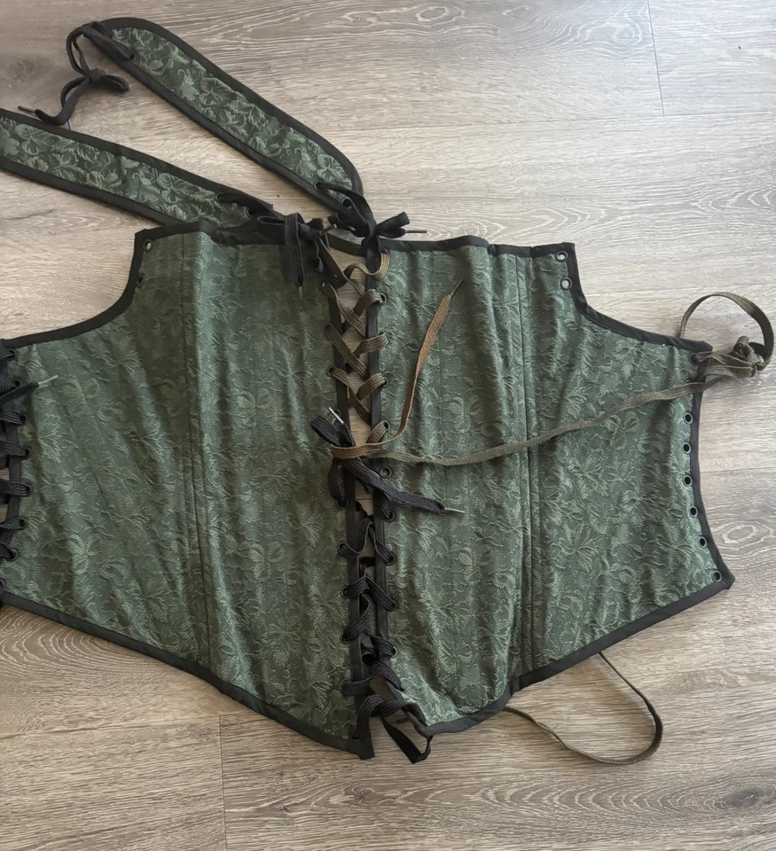 Corsé corpiño brocado floral Moresca MAX 1 verde renacimiento medieval XXL 🔥🔥 Foto 4 de 4