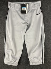 Nike Youth 3/4 Vented Gray Baseball Pant Boys' M Black Piping AQ7979-05 SAMPLE
