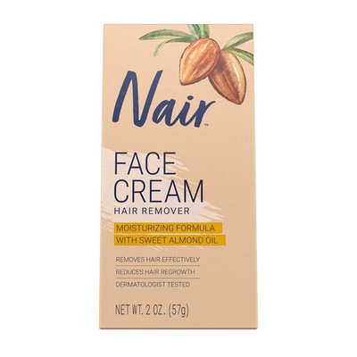 Nair Gesichtscreme Haarentferner mit Süßmandelöl - 2oz (57g) - Sanft & Wirkung
