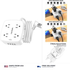 6 Ft Surge Protector Power Strip - 8 Widely Outlets with 4 USB Ports, 3 Side ...