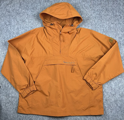 Timberland X AE Men's Anorak Jacket Hooded Quarter Zip Burnt Orange Nylon Size M