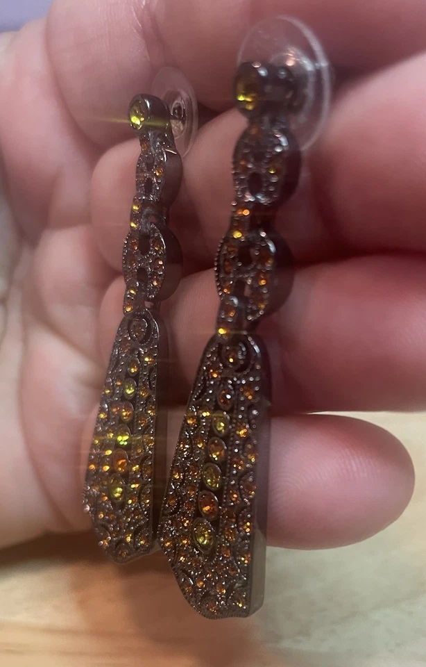 Joan Rivers Crystal GunMetal Whimsigoth Fairy Dark Romantic Pierced Earrings - Image 3 of 4