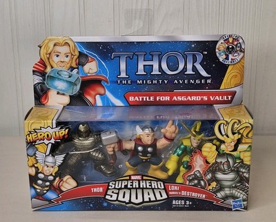 Superhero Squad Thor Loki & Destroyer Figures Battle for Asgard's Vault 2011 NEW