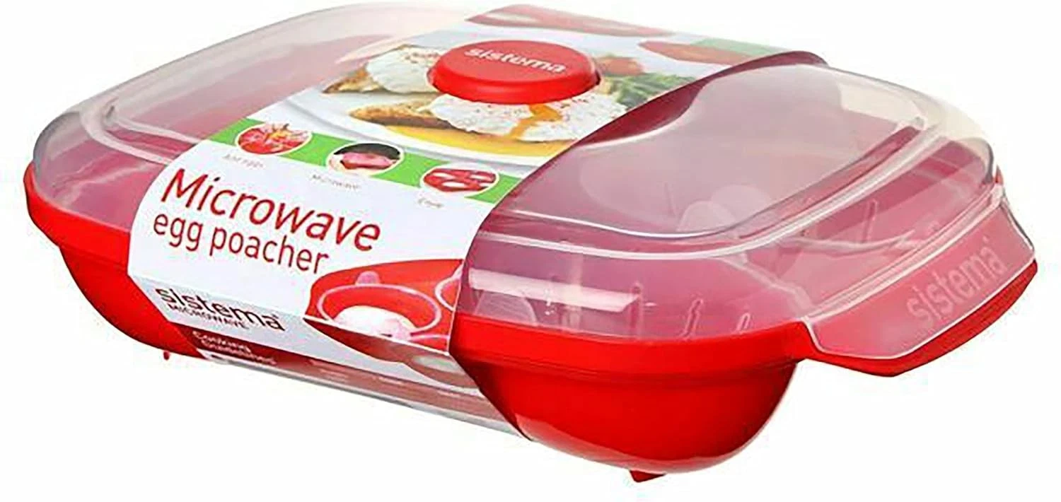 Microwave Poacher for up to 4 Eggs Red/Clear 28.7 x 20.5 x 8.4 cm
