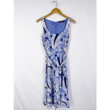 Lauren Ralph Lauren Floral Crepe Sleeveless Dress Women's 6 Blue White