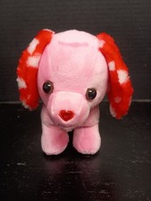 Build a Bear Workshop Hearts Fur You Puppy Dog Dachshund Plush Pink White 8"