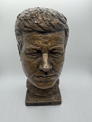 VINTAGE JFK John F. Kennedy Austin Productions Head Bust Sculpture E. Schillaci