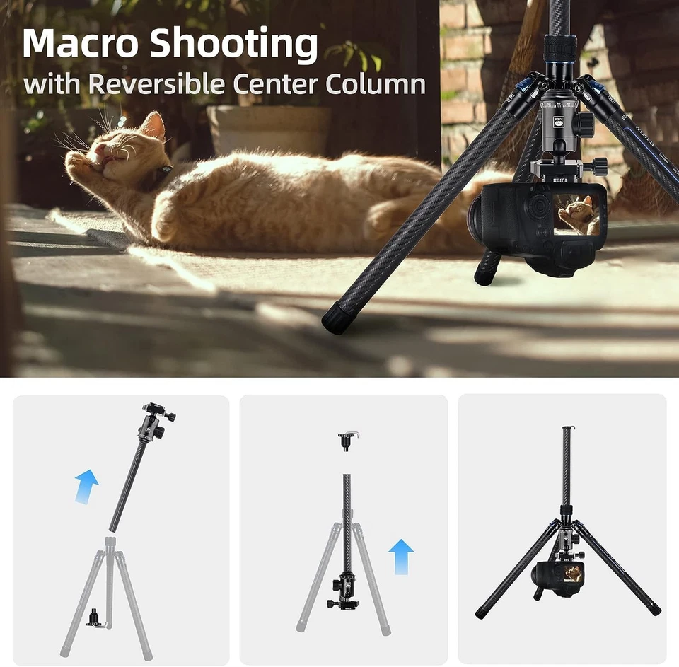 Sirui AT-125+E-10 Carbon Fiber Traveler XII Tripod w/ E-10 Ball Head 17 LB Load - Image 4 of 4