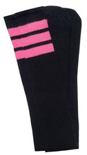 Skater Socks 35" Thigh high Black tube socks with BubbleGum Pink stripes style 1