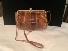 VINTAGE INCREDABLE MADE IN SPAIN GENUINE SNAKE SKIN CROSSBODY HANDBAG NR