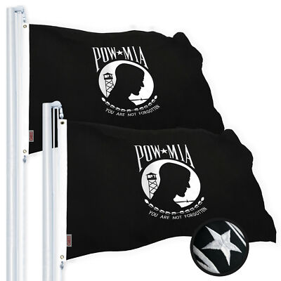 POW MIA Flag 3x5 FT 2-Pack Embroidered Spun Polyester by G128
