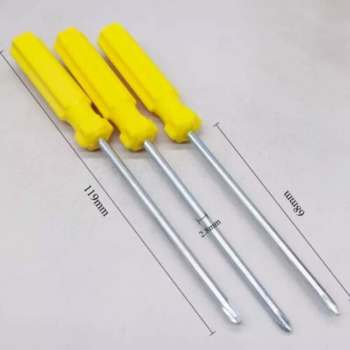 3 Stück gelber Kunststoffgriff 3 mm kleiner Kreuzschlitzschraubendreher, Länge 120 mm