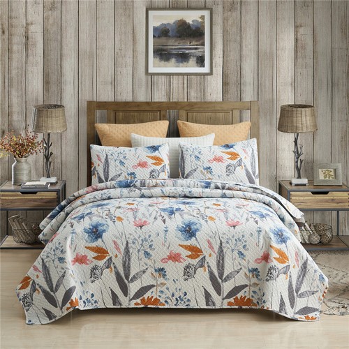 3PCS Exotic Boho Quilt Set Bedspread Coverlet Bed Cover Reversible Lightweight - Picture 26 of 87
