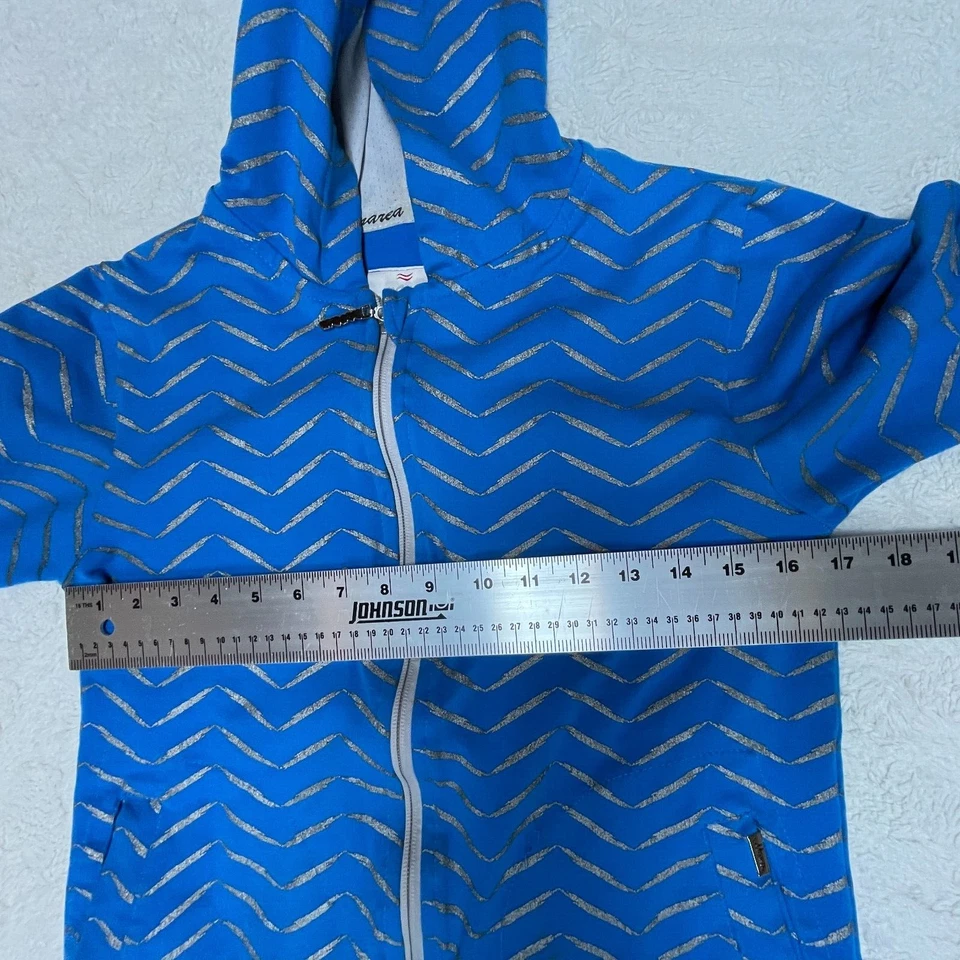 Chaqueta Marea Sportwear para mujer 2 azul plateado Chevron cremallera sudadera con capucha bolsillo elástico Foto 4 de 4