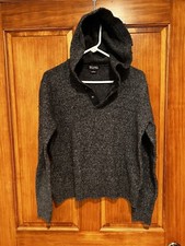 Michael Kors Sweater Women s Large Gray Woolen Pullover Hooded Long Sleeves
