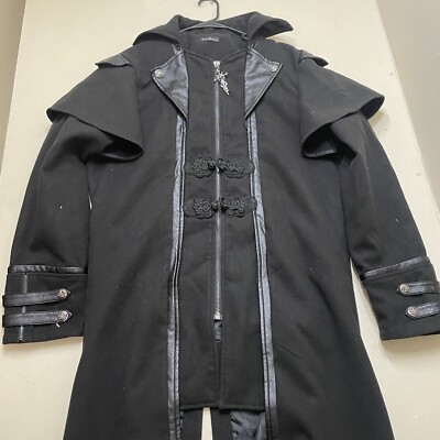 Devil Fashion Women Black Vintage Gothic punk Rock Long Cape Design Coat  XXL