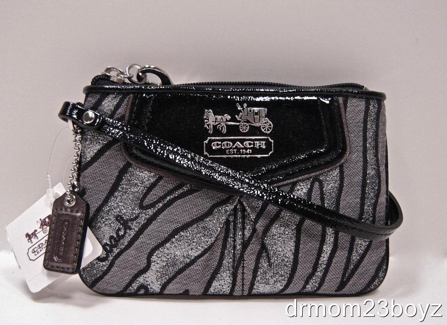 New Coach Signature Madison Black & Silver Zebra Signature Lurex