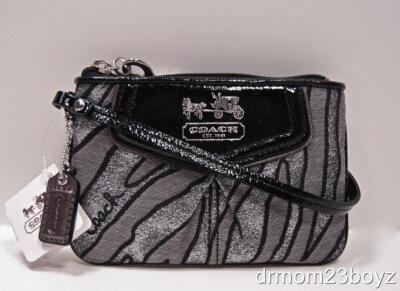 New Coach Signature Madison Black & Silver Zebra Signature Lurex