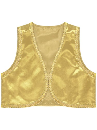 Kids Boys Girl Arabian Prince Costume Open Front Shiny Vest Halloween Cosplay - Picture 39 of 123