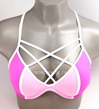 Victoria's Secret PINK Pink White Colorblock Strappy Front T Back Cage Bikini