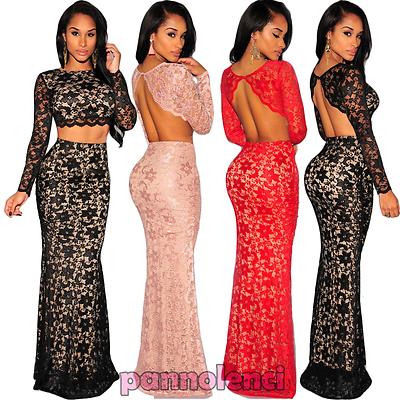 Completo donna top gonna pizzo elegante party cerimonia nuovo DL-1586 | eBay