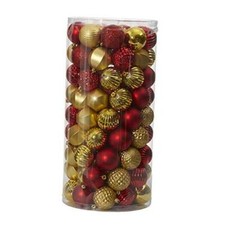 Holiday Shatterproof, 101 Count Christmas Tree Ornament Set, 60mm with Re Red