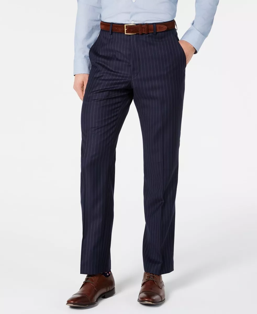 Ralph Lauren Mens Wool Pinstripe Pants - Navy - 38 x 32 Slim - NEW