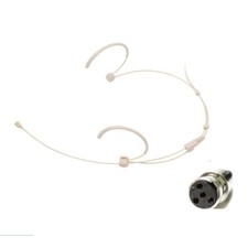 Beige Dual Earhook Headset Mic for Shure Wireless Microphone System 4 Pins ta4f