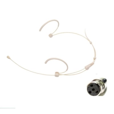 Beige Dual Earhook Headset Mic for Shure Wireless Microphone System 4 Pins ta4f