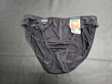 NWT Black Vanity Fair Satin Bikini Panties Size 8/XL