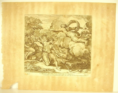 Ne descends pas en Egypte Isaac La Bible Nicola Chaperon 1649 ap Raphaël Vatican - Imagen 2 de 4