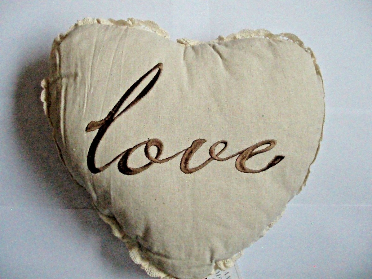 Love Heart Shaped Filled Work, Linen Brown