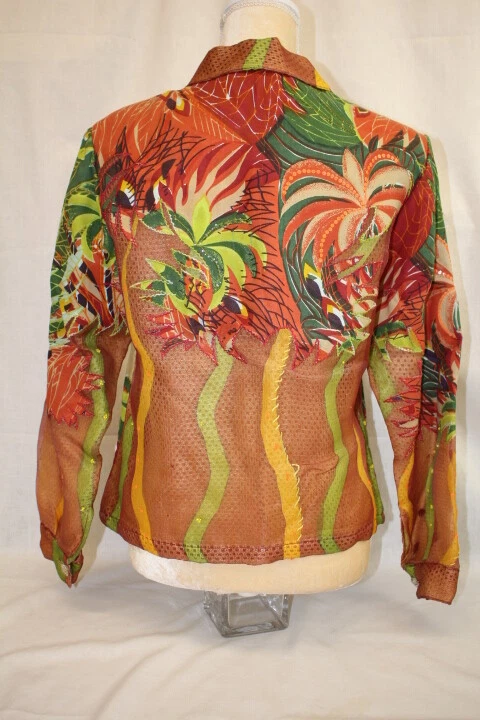 Blazer SANDY STARKMAN Tropical Island Transparente y Brillante 100% Seda Mujer S(150) Foto 3 de 4