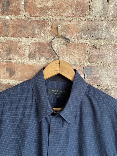 Rag & Bone Mens SS Shirt, Size Medium Blue, 100% Cotton Portugal Technical Piece - Picture 3 of 10