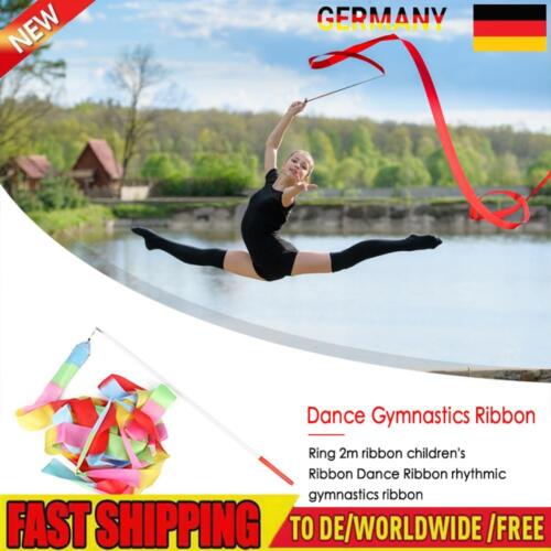 2m Gym Dance Ribbons Training Rainbow Stick Art Ballet Streamer für Kinder (Sati - Picture 1 of 9