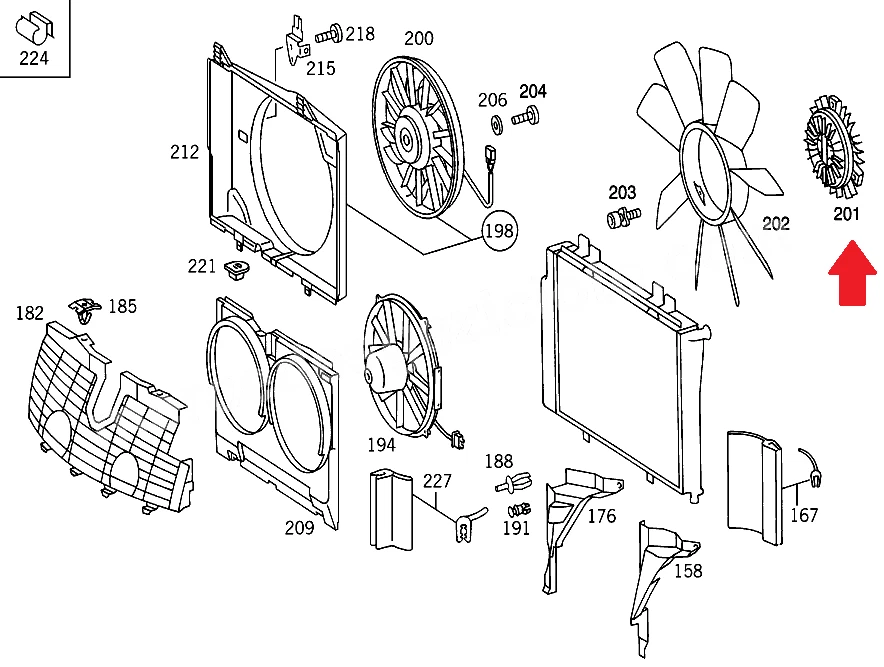全新 MERCEDES-BENZ E-CLASS W210 风扇夹 A1122000122 3.2 PETROL — 第 2/2 张图片