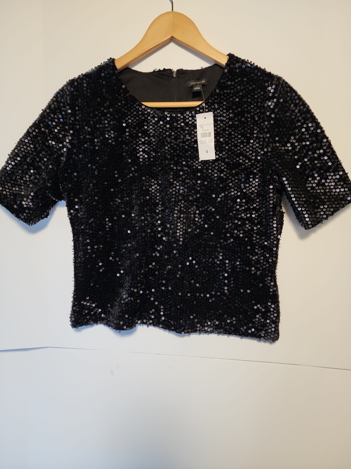 Ann Taylor Womens Black Sequin Crop Top Small NWT eBay