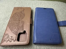 Cell Phone Wallet Samsung Pink  Purple Emboss Butterfly Multi-function Lot of 2