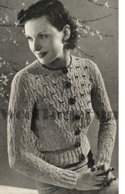 Strickmuster Damen Vintage 30er Jahre Tiroler Zopfmuster Strickjacke Jacke