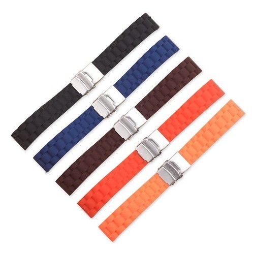 14 16 18 20 22 24mm Silicone Smart Bracelet Watch Strap Band Butterfly Clasp NEW - Picture 2 of 13