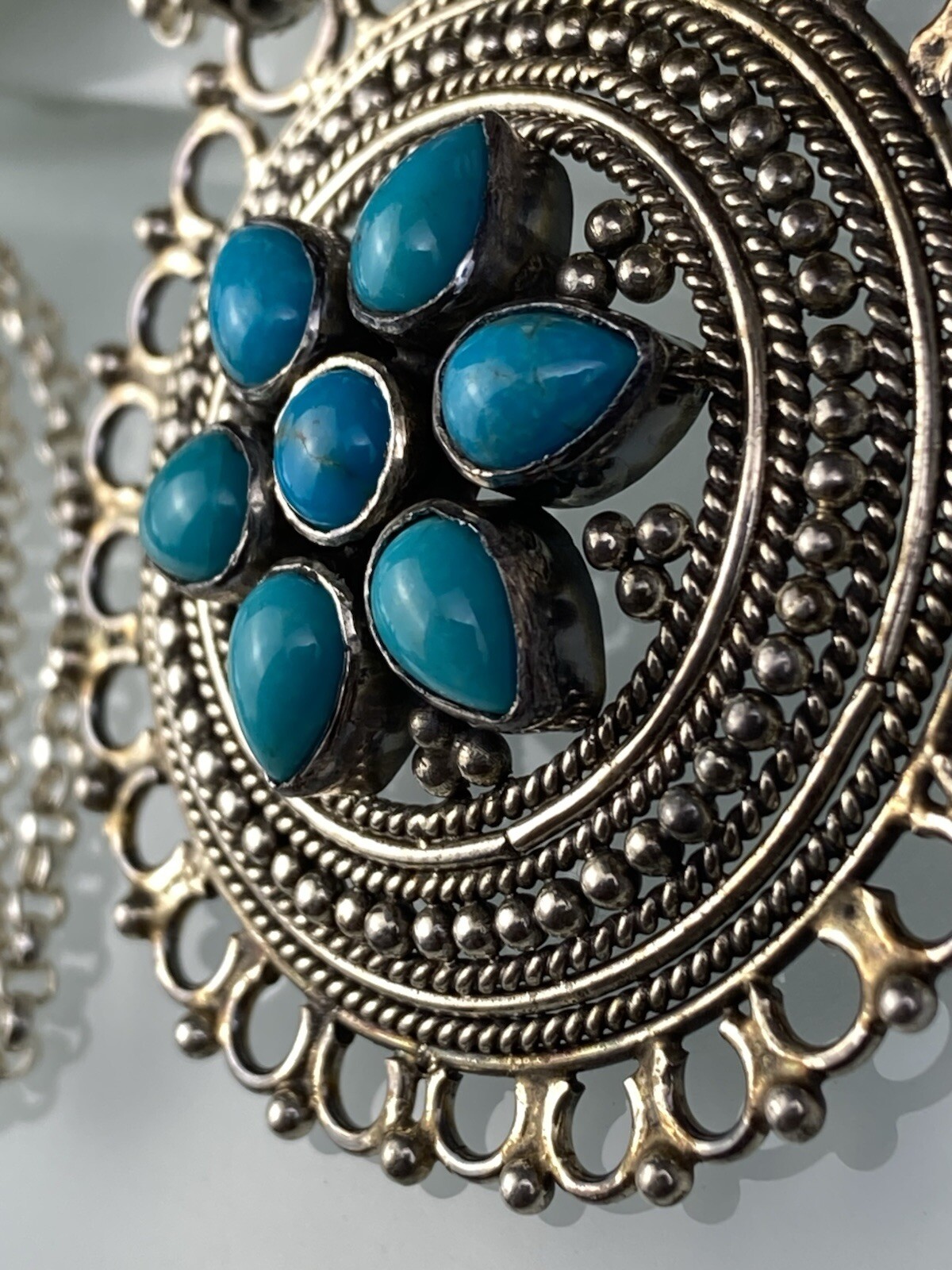 Sterling 925 Solid Silver Natural Turquoise Penda… - image 4