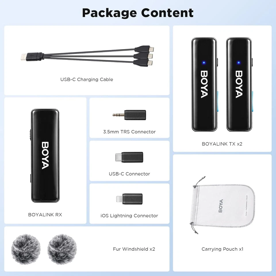 BOYALINK Wireless Mikrofon Set TX+RX(für I Phone )Kamera Podcast Vlog - Bild 2 von 4