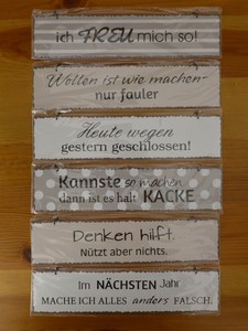 Hänger Schild Metall Eisen Lackiert Spruch Sprüche 26 X 6 Cm Retro