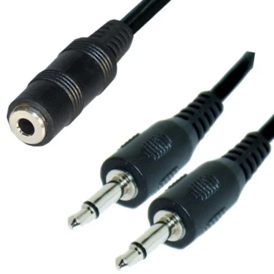 Audio Kabel 3,5mm Klinke 0,2m Y Verteiler Splitter Buchse 2 mono Stecker kcp