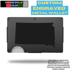 NORTH DAKOTA - CUSTOM LASER ENGRAVING - THIN METAL - RFID BLOCK