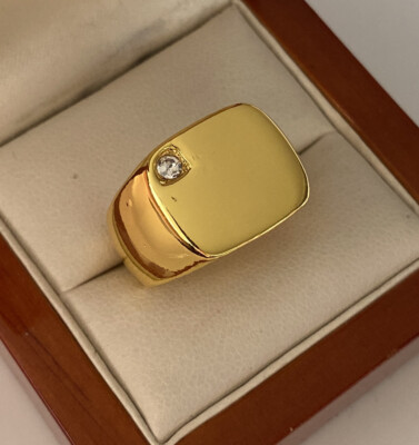 Men's Large Icy Pinky Ring Vintage Lab Diamond Signet Square Biker Wedding  Band